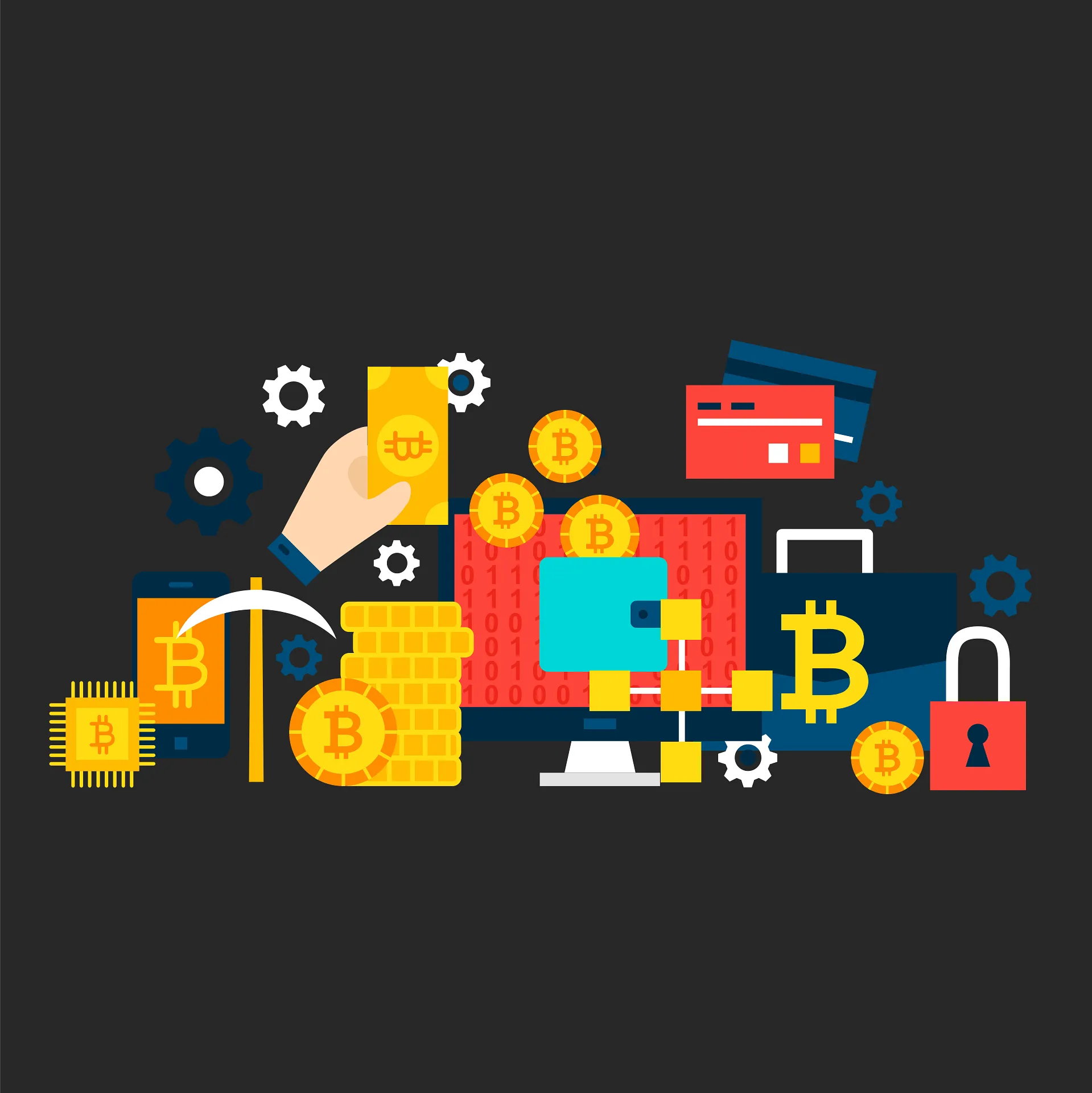 Cryptocurrency coins illustration