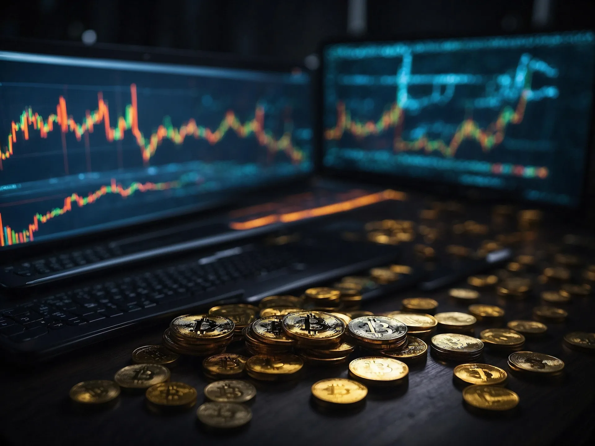 Financial market data on screens